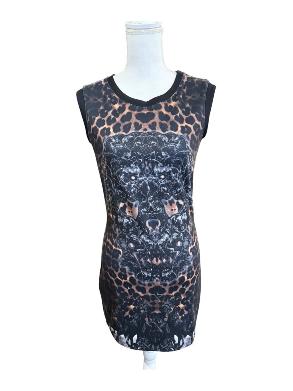 Philipp Plein Couture Leopard Skull Print Sleeveless Dress, Small